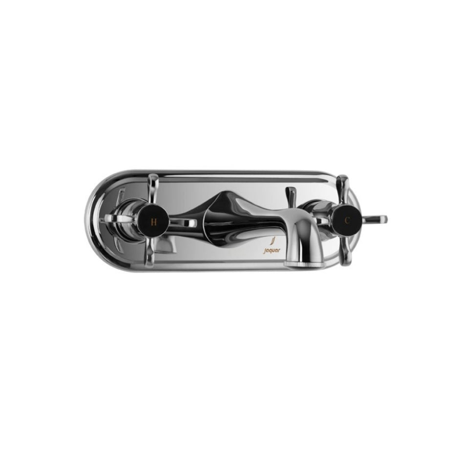 2 CON.STOP COCKS WITH BASIN SPOUT - JAQUAR FAUCETS -  ( CHROME - QUEENS PRIME - 0x0 mm - 0inchx0inch )