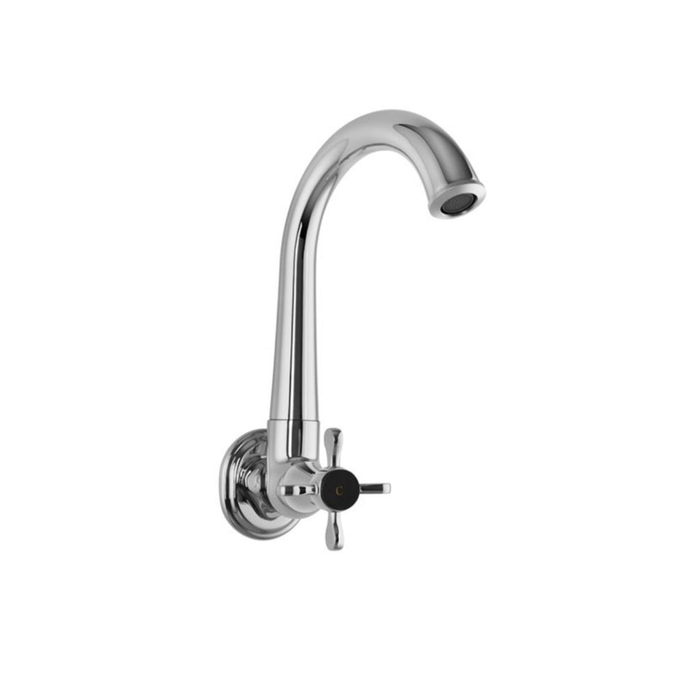 SINK COCK W/REGULAR SWINGING SPT W/FLANG - JAQUAR FAUCETS -  ( CHROME - QUEENS PRIME - 0x15 mm - 0inchX0.5inch )