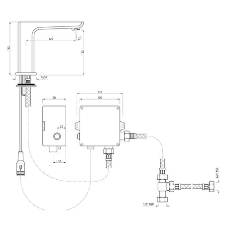 SENSOR FAUCET FOR WASH BASIN - JAQUAR FAUCETS -  ( CHROME - KUBIX PRIME SENSOR - 0x15 mm - 0inchX0.6inch )