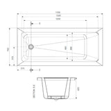 FONTE 170X75X42 BUILT IN BATH TUB - JAQUAR WELLNESS -  ( WHITE - FONTE - 1700x750 mm - 68inchX30inch )