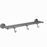 TOWEL RACK W/O HANGER BUT W/3 HOOKS - JAQUAR FAUCETS -  ( BLACK CHROME - CONTINENTAL ACC. - 0x600 mm - 0inchX24inch )