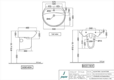 FULL PEDESTAL FOR 6801 - JAQUAR SWARE -  ( WHITE - SOLO - 0x0 mm - 0inchx0inch )