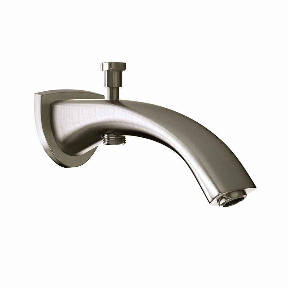 BATH TUB SPOUT W/ BUTTON & FLANGE - JAQUAR FAUCETS -  ( STAINLESS STEEL - SPOUT - 0x15 mm - 0inchX0.5inch )