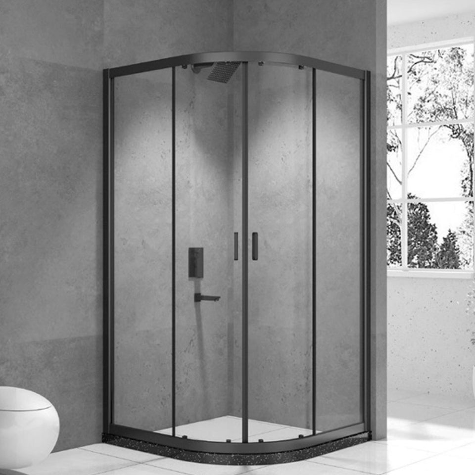 DELTA CORNER CURVED SLIDING DOOR H.1950M - JAQUAR ENCLOSURE -  ( BLACK MATT - 6MM CLEAR GLASS - 900x900 mm - 36inchX36inch )