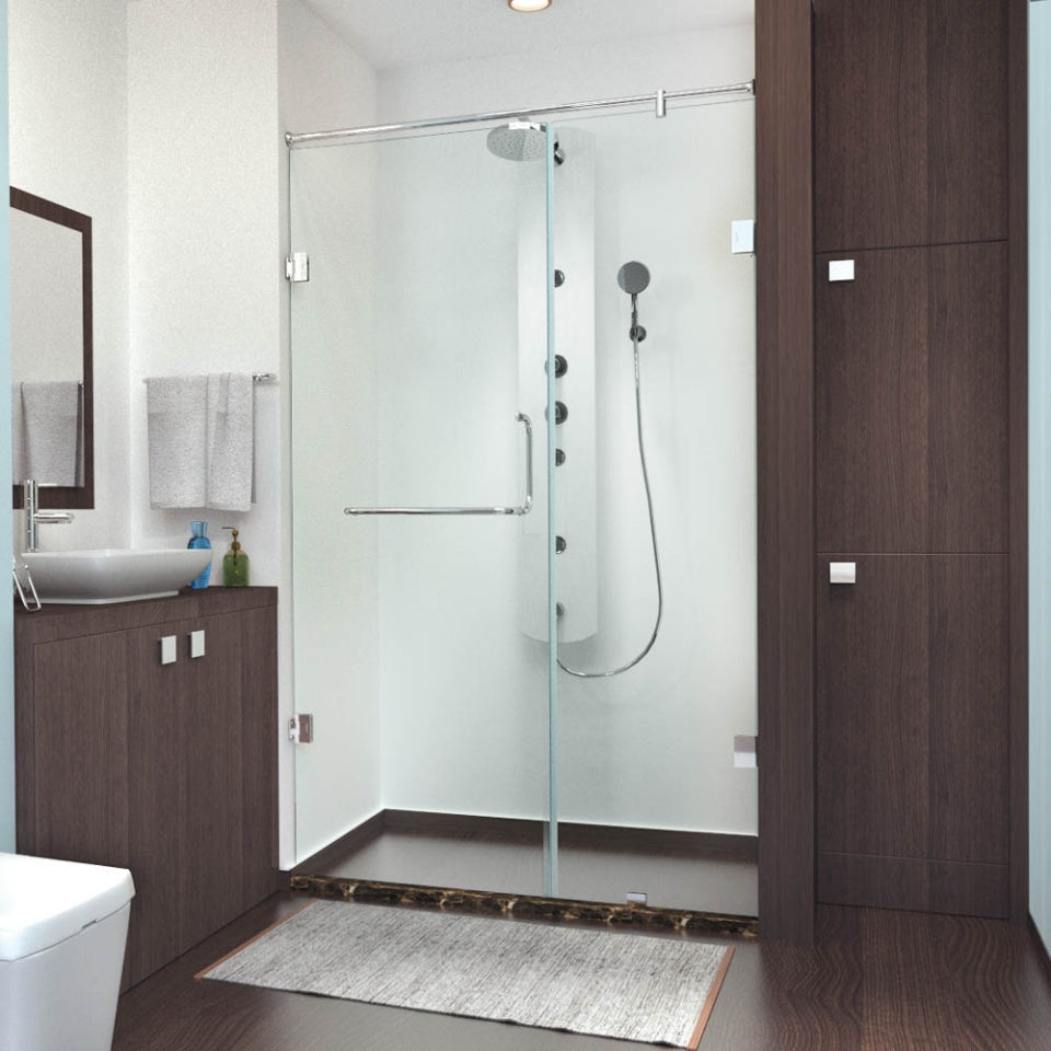 2 PART ENCL WITH W-G HINGES(1201-1600MM)- JAQUAR ENCLOSURE - ( CHROME - 8MM CLEAR TOUGHENED GLASS - 0x1950 mm - 0inchX77inch )