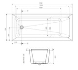 BATH TUB W/POWDER COATED FRAME - JAQUAR WELLNESS - ( WHITE - FONTE - 1700x750 mm - 68inchX30inch )