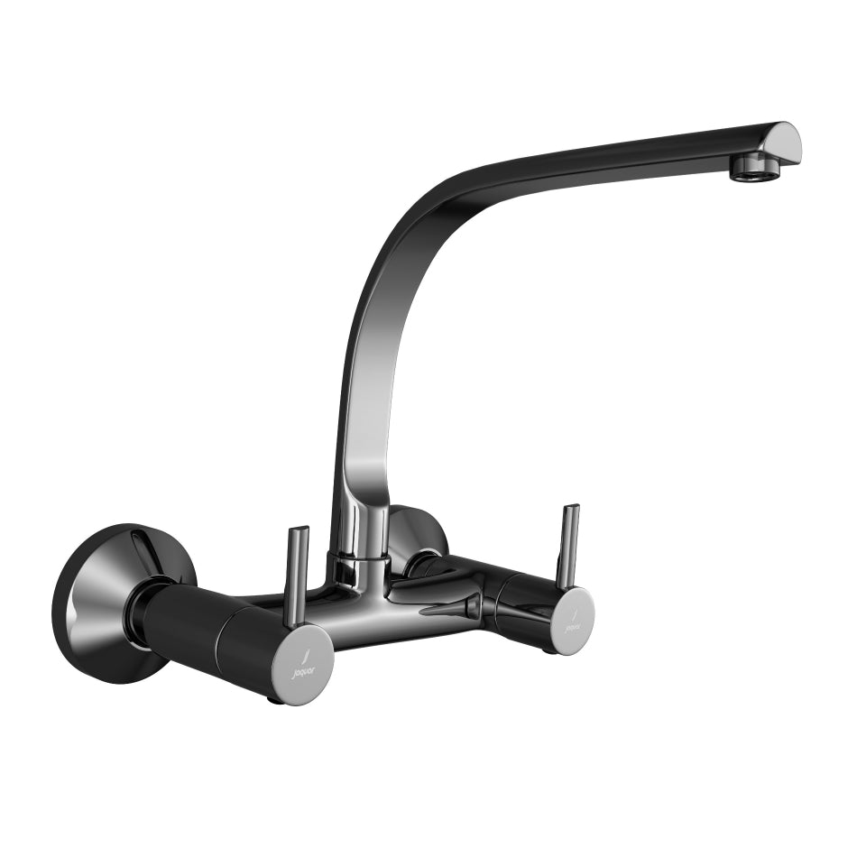 SINK MIXER WITH REGULAR SWINGING SPOUT (WALL MOUNTED MODEL) - JAQUAR FAUCETS -  ( BLACK CHROME - FLORENTINE PRIME - 0x15 mm - 0inchX0.5inch )