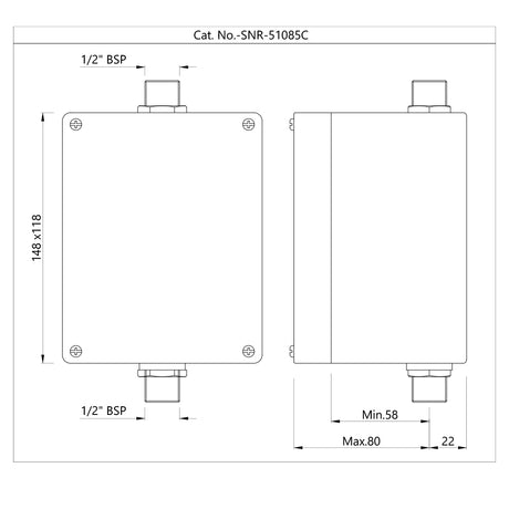 CONCEALED INSTALLATION BOX FOR URINAL SENSOR CONSISTING OF SOLENOID VALVE WITH CONTROL VALVE - JAQUAR FAUCETS -  (  - SENSOR FAUCETS - 0x15 mm - 0inchX0.5inch )