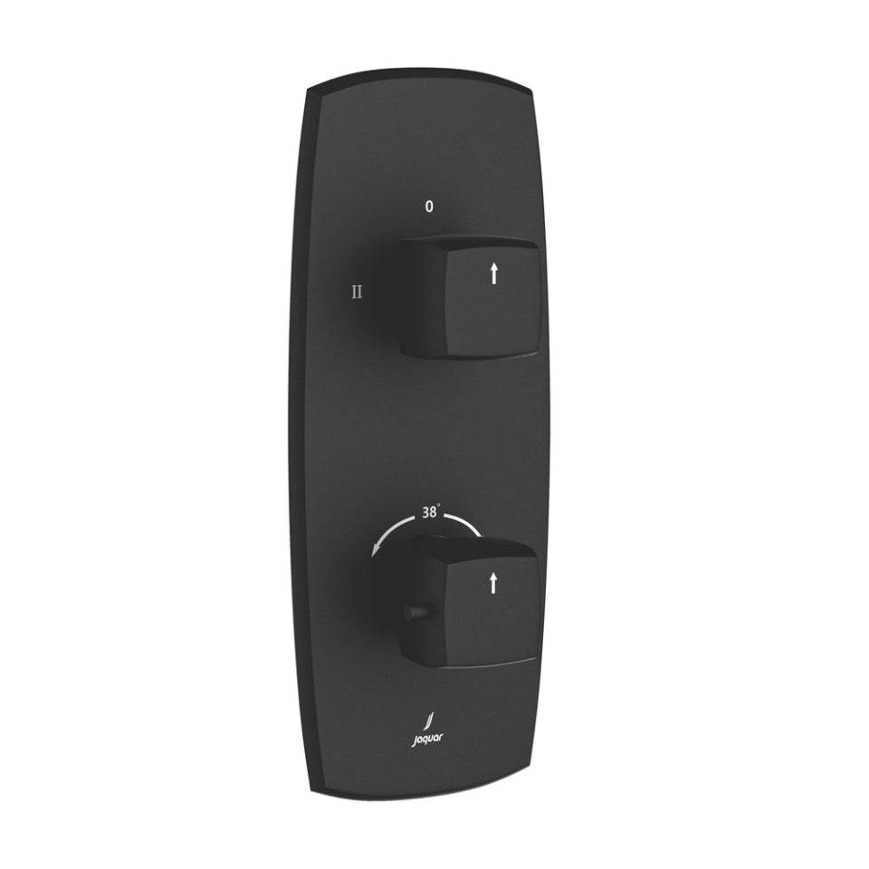 AQUAMAX EXPOSED PART KIT OF THERMOSTATIC SHOWER MIXER WITH 2-WAY DIVERTER WITH SLEEVE (COMPATIBLE WITH ALD-681N) - JAQUAR FAUCETS -  ( BLACK MATT - ARC - 0x20 mm - 0inchX0.8inch )