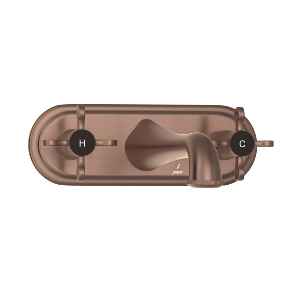 2 CON.STOP COCKS WITH BASIN SPOUT - JAQUAR FAUCETS -  ( ANTIQUE COPPER - QUEENS PRIME - 0x0 mm - 0inchx0inch )