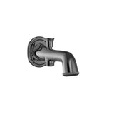 BATH TUB SPOUT WITH BUTTON ATTACHMENT - JAQUAR FAUCETS -  ( BLACK CHROME - SPOUT - 0x15 mm - 0inchX0.5inch )