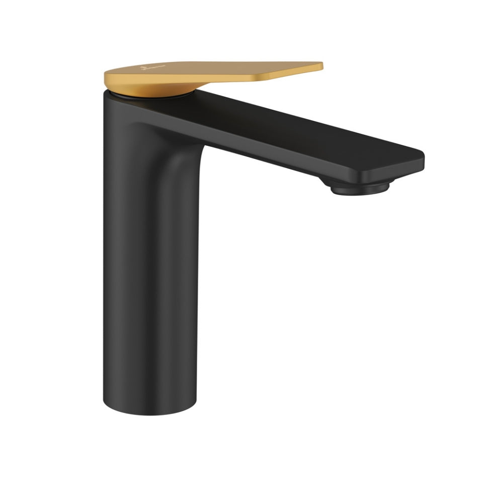 SINGLE LEVER EXTENDED BASIN MIXER (HEIGH - JAQUAR FAUCETS -  ( GOLD MATT PVD/BLACK MATT - LAGUNA - 0x15 mm - 0inchX0.5inch )