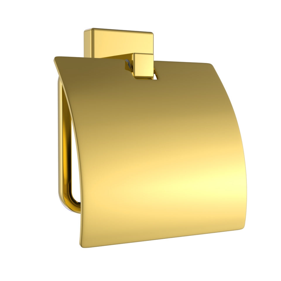 TOILET ROLL HOLDER WITH FLAP - JAQUAR FAUCETS -  ( GOLD BRIGHT PVD - ACC. KUBIX PRIME - 0x0 mm - 0inchx0inch )