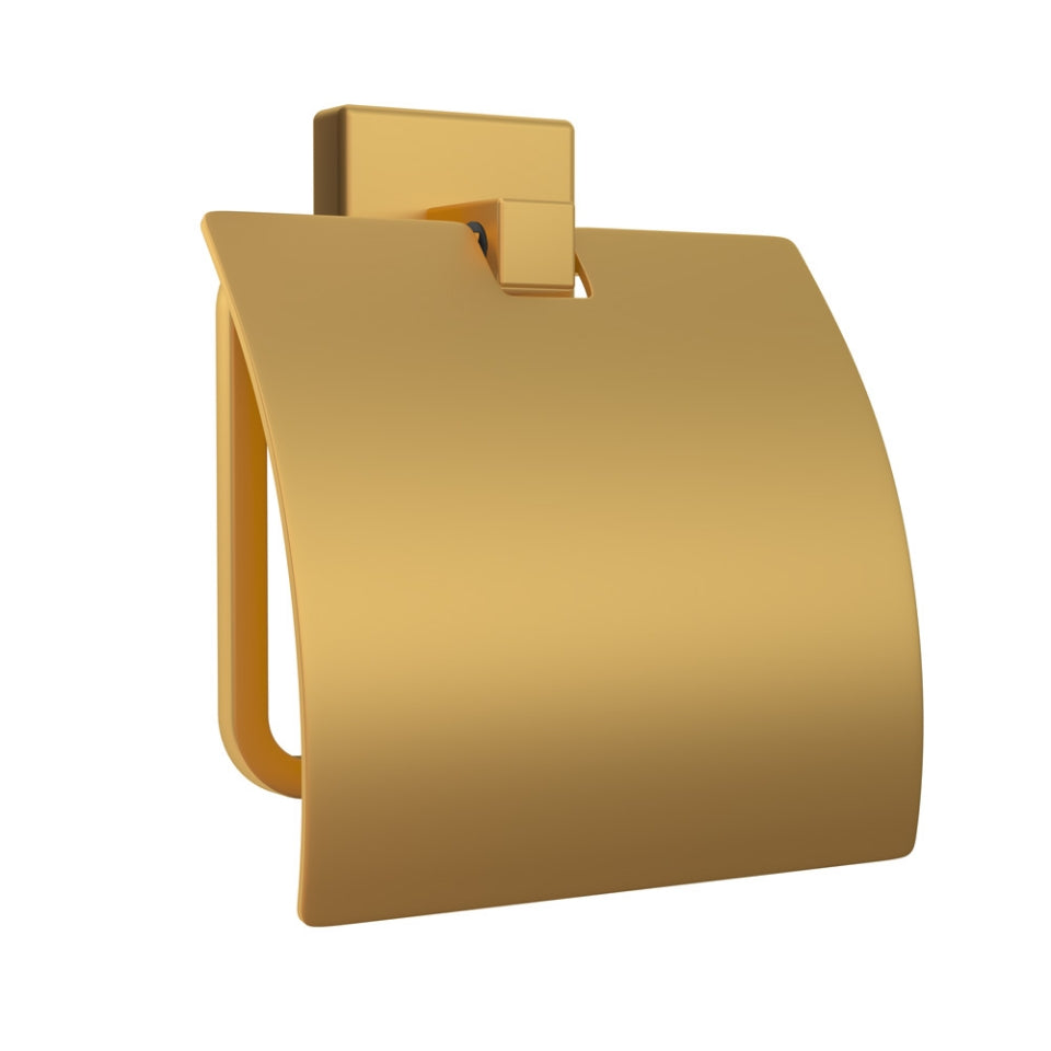 TOILET ROLL HOLDER WITH FLAP - JAQUAR FAUCETS -  ( GOLD MATT PVD - ACC. KUBIX PRIME - 0x0 mm - 0inchx0inch )