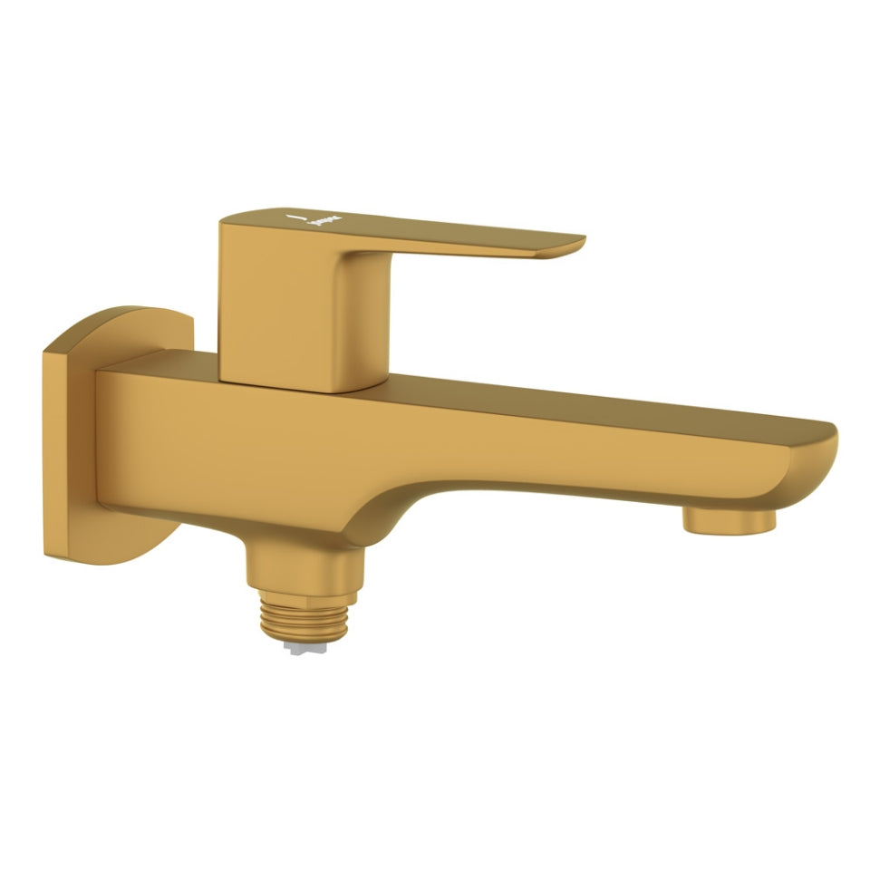 2 WAY BIB COCK WITH WALL FLANGE - JAQUAR FAUCETS -  ( GOLD MATT PVD - KUBIX PRIME - 0x15 mm - 0inchX0.5inch )