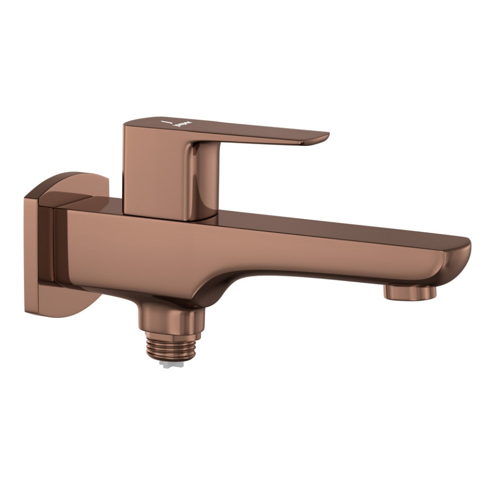 2 WAY BIB COCK WITH WALL FLANGE - JAQUAR FAUCETS -  ( BRUSHED GOLD PVD - KUBIX PRIME - 0x15 mm - 0inchX0.5inch )
