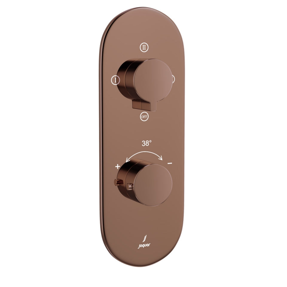 AQUAMAX EXPOSED PART KIT OF THERMOSTATIC SHOWER MIXER WITH 3-WAY DIVERTER & SLEEVE (COMPATIBLE WITH ALD-683N) - JAQUAR FAUCETS -  ( BLUSH GOLD PVD - LAGUNA - 0x15 mm - 0inchX0.5inch )