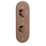 AQUAMAX EXPOSED PART KIT OF THERMOSTATIC SHOWER MIXER WITH 3-WAY DIVERTER & SLEEVE (COMPATIBLE WITH ALD-683N) - JAQUAR FAUCETS -  ( BLUSH GOLD PVD - LAGUNA - 0x15 mm - 0inchX0.5inch )