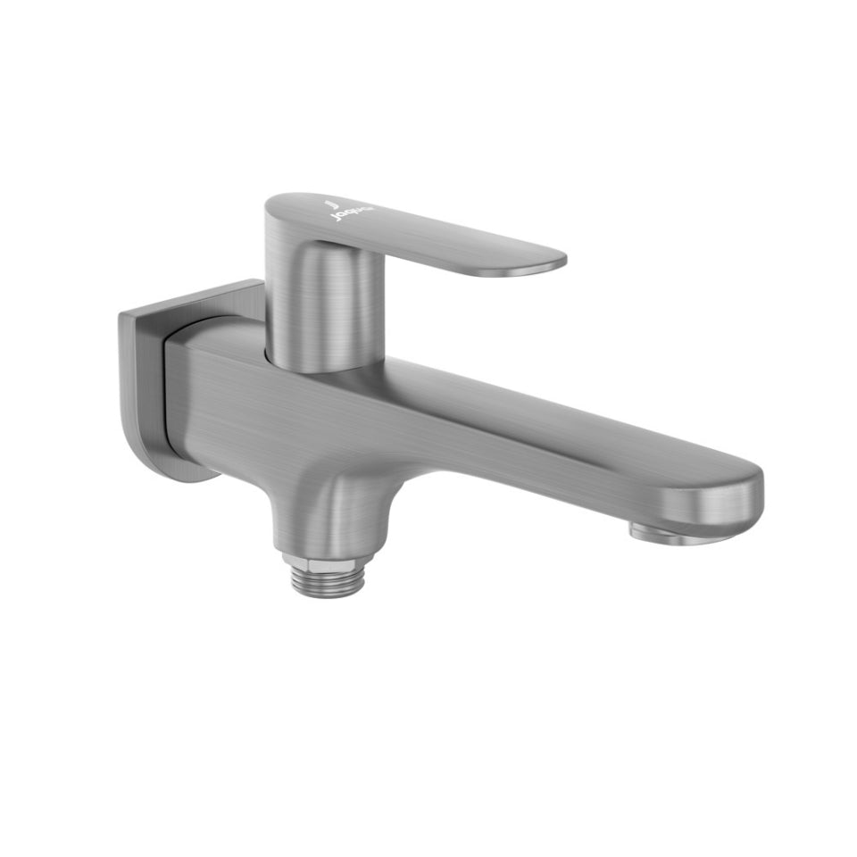 2 WAY BIB COCK WITH FLANGE - JAQUAR FAUCETS -  ( STAINLESS STEEL FINISH - OPAL PRIME - 0x15 mm - 0inchX0.5inch )