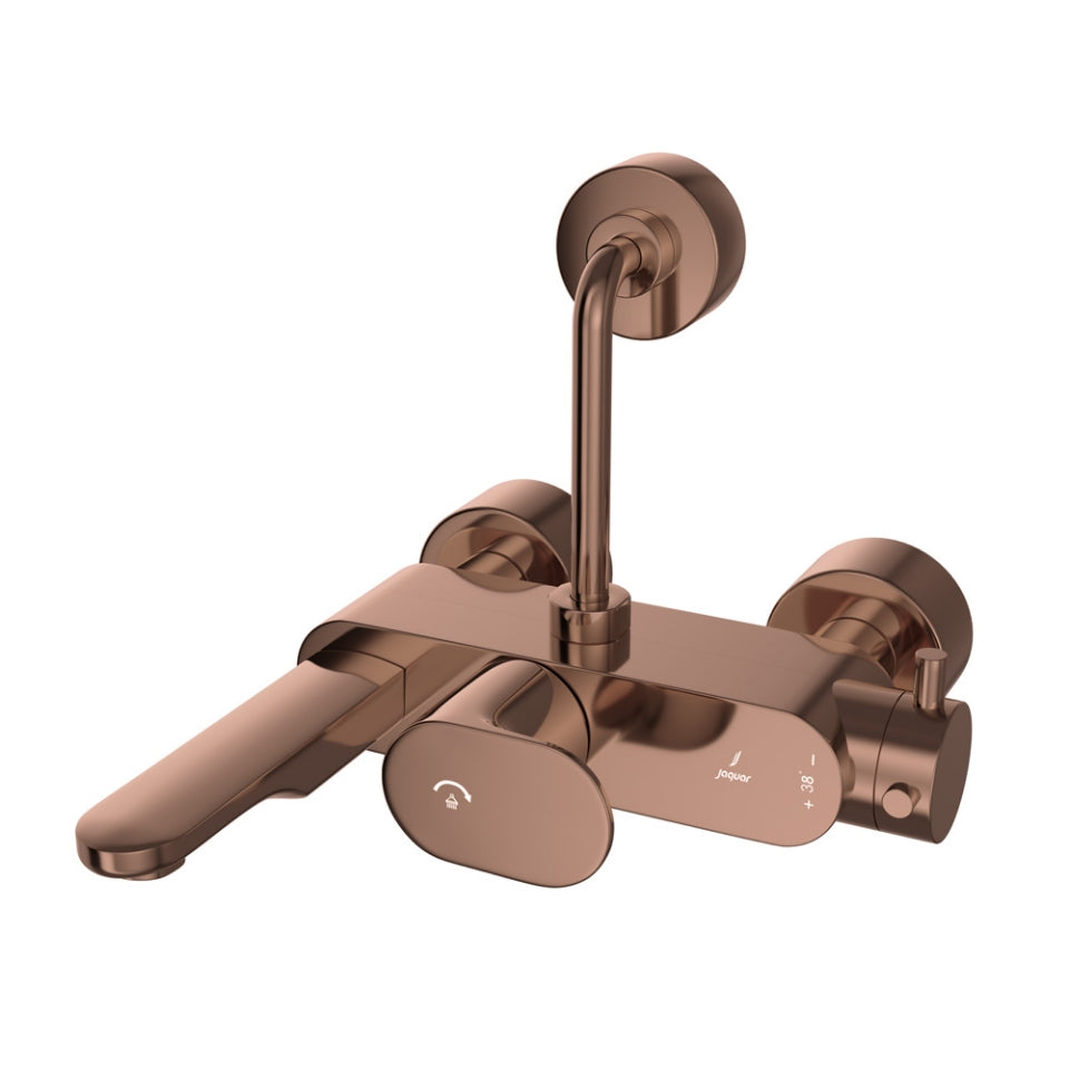 EXPOSED THERMOSTATIC BATH & SHOWER MIXER 2-IN-1 SYSTEM - JAQUAR FAUCETS -  ( BLUSH GOLD PVD - OPAL PRIME - 0x15 mm - 0inchX0.5inch )