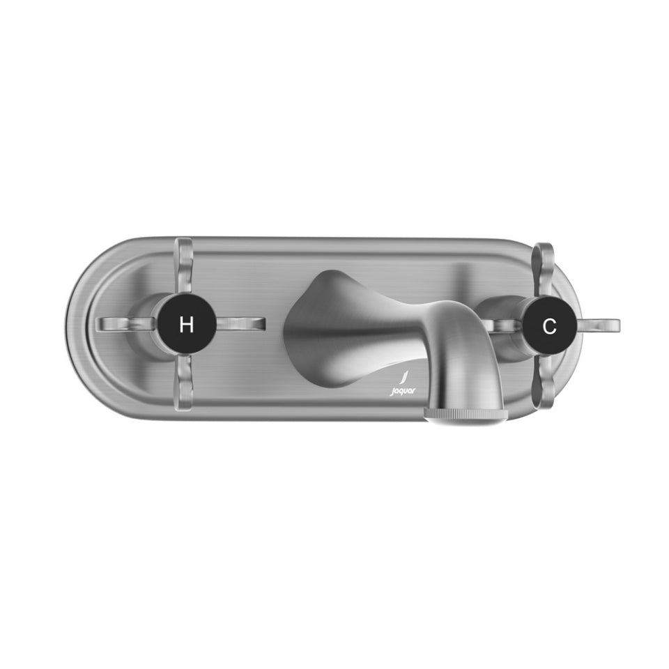 2 CON.STOP COCKS WITH BASIN SPOUT - JAQUAR FAUCETS -  ( STAINLESS STEEL - QUEENS PRIME - 0x0 mm - 0inchx0inch )
