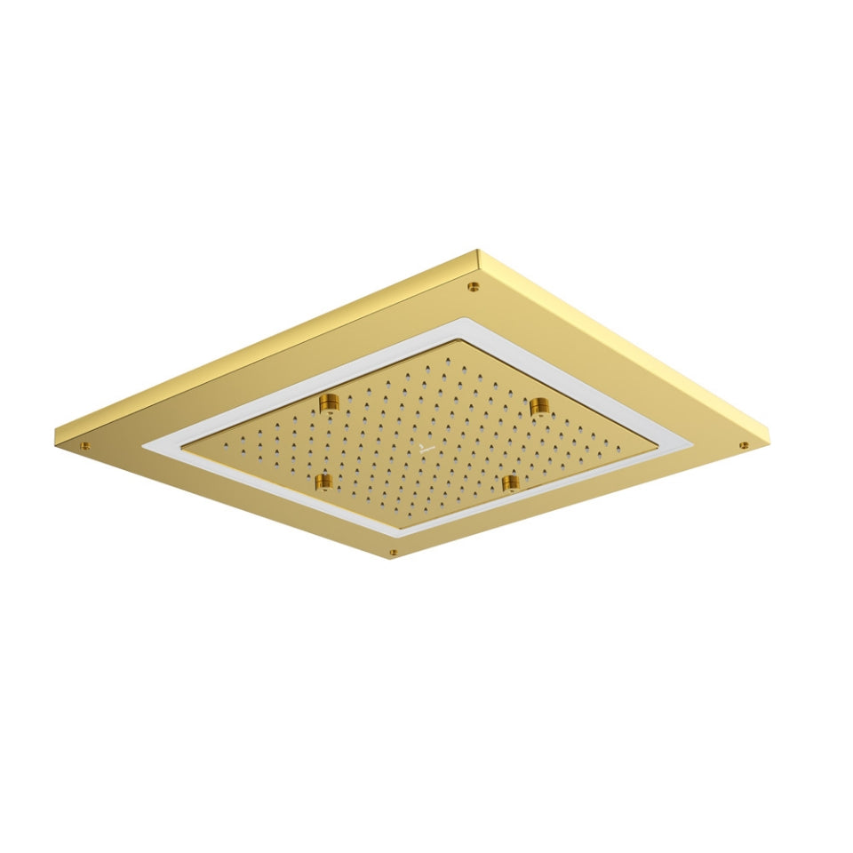 DUOFLO SHOWER SQUARE SHAPE LED LIGHT W/REMOTE CONTROL - JAQUAR FAUCETS - ( GOLD BRIGHT PVD - OVERHEAD SHOWER - 450x450 mm - 18inchX18inch )