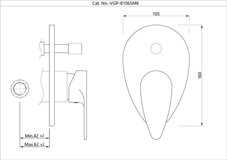 S.L.EXPOSED PARTS DIV KIT BUTTON ON TOP - JAQUAR FAUCETS -  ( CHROME - VIGNETTE PRIME - 0x15 mm - 0inchX0.5inch )