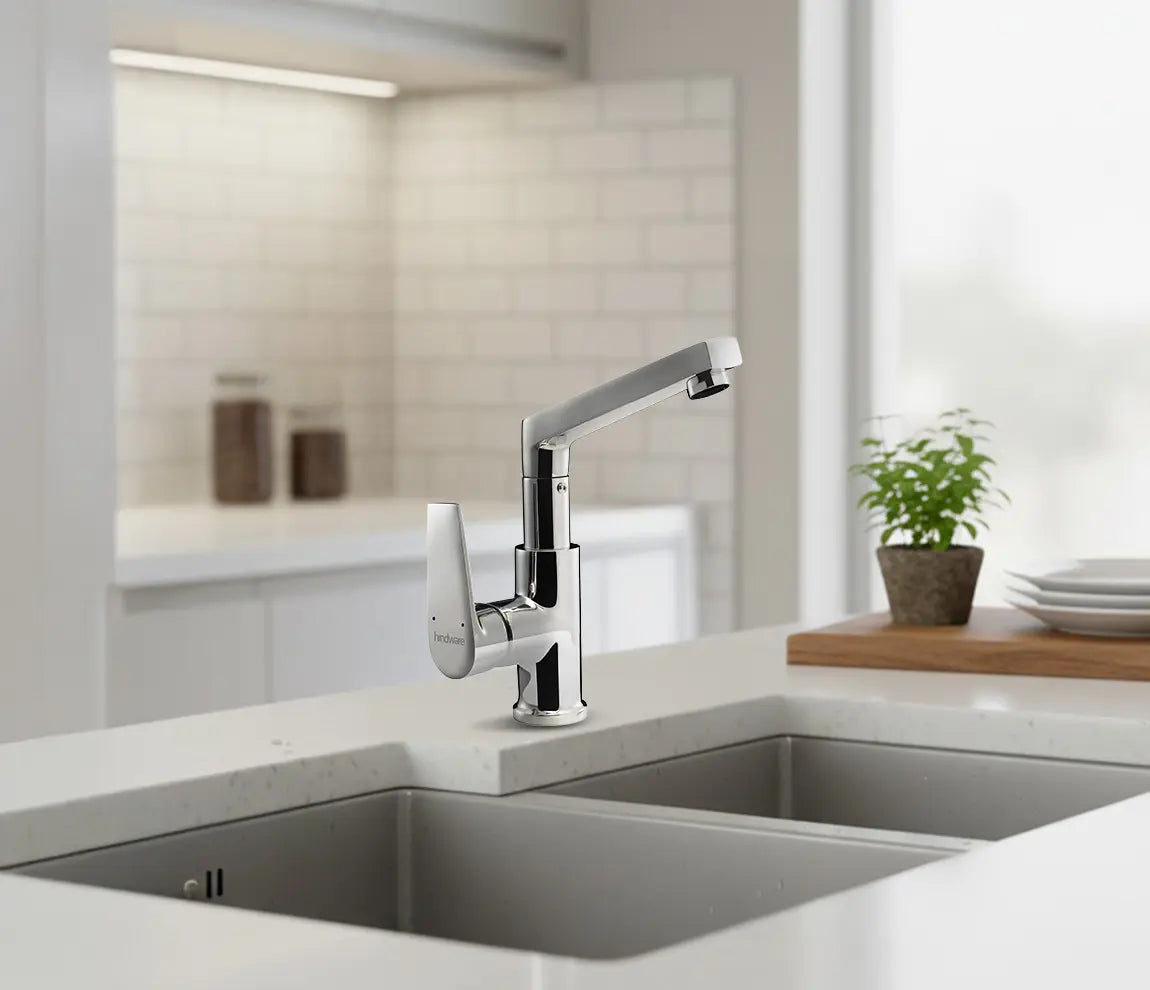 S/L SINK MIXER SWIVEL SPOUT-TABLE MOUNT - HINDWARE FAUCETS -  ( POLISHED CHROME - ELEMENT-URBAN - 0x15 mm - 0inchX0.5inch )