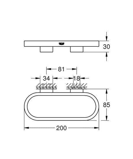SELECTION TOWEL RING - GROHE -  (  - G4 - SELECTION - 200x85 mm - 8inchX3.4inch )