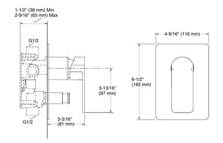 PARALLSL DIV BATH&SHOWER TRIM 40MM VALVE - KOHLER PREMIUM -  ( POLISHED CHROME - PREMIUM - 0x15 mm - 0inchX0.5inch )