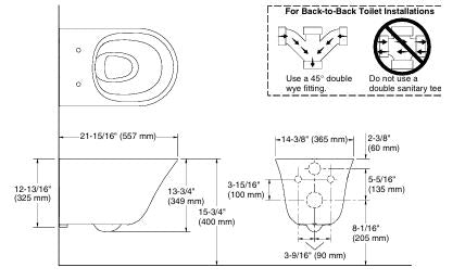 VIVE WALL HUNG BOWL EWC W/O SC FOR 26998IN-TKB (BOLT DISTANCE 7INCH)- KOHLER PREMIUM -  ( TEAK BERRY - PREMIUM - 557x364 mm - 22.2inchX14.5inch )
