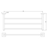 TOWEL RACK WITHOUT LOWER HANG - JAQUAR FAUCETS - ( BLACK CHROME - ACC. KUBIX PRIME - 260x600 mm - 10.4inchX24inch )