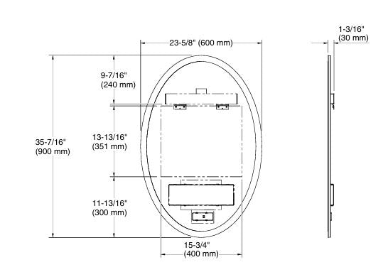 MODERNLIFE TM LED OVAL LIGHTED MIRROR WITH DEFOGGING - KOHLER LUXURY -  (  - LUXURY - 900x600 mm - 36inchX24inch )