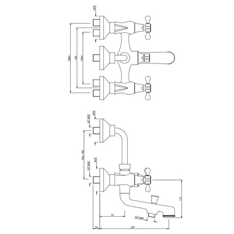WALL MXR 3IN1 W/PROV.OVER HEAD&HAND SHWR - JAQUAR FAUCETS - ( CHROME - QUEENS PRIME - 0x15 mm - 0inchX0.5inch )