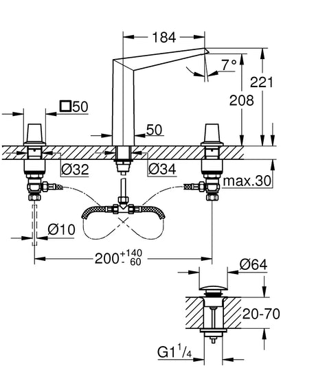 ALLURE BRILLIANT 3-HOLE DECK-MOUNT BASIN MIXER - GROHE -  ( STAINLESS STEEL - G5 - ALLURE BRILLIANT - 0x15 mm - 0inchX0.5inch )