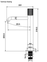 TALL PILLAR BASIN MIXER WITH PROGRESSIVE CARTRIDGE - AQUANT - ( MATT BLACK - - 0x15 mm - 0inchX0.5inch )