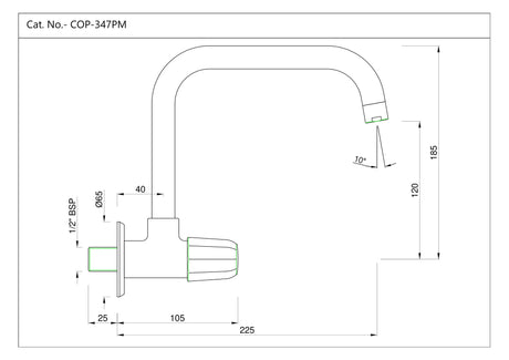 SINK COCK WITH SWINGING SPOUT (WALL MOUNTED)WITH WALL FLANGE - JAQUAR FAUCETS - ( CHROME - CONTINENTAL PRIME - 0x15 mm - 0inchX0.5inch )