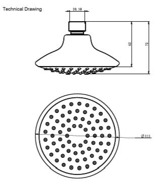 ABS HEAD SHOWER - AQUANT - ( CHROME - - 120x120 mm - 5inchX5inch )