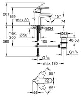EUROPLUS OHM BASIN - GROHE -  ( CHROME - G4 - EUROPLUS - 0x10 mm - 0inchX0.38inch )