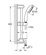 TEMPESTA 100 III SHOWER RAIL SET +DISH 600MM - GROHE -  ( CHROME - G3 - TEMPESTA - 0x0 mm - 0inchX0inch )
