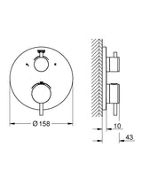 ATRIO THERMOSTATIC SHOWER MIXER-2-WAY DIVERTER - GROHE -  ( BRUSHED HARD GRAPHITE - G5 - ATRIO - 0x15 mm - 0inchX0.6inch )