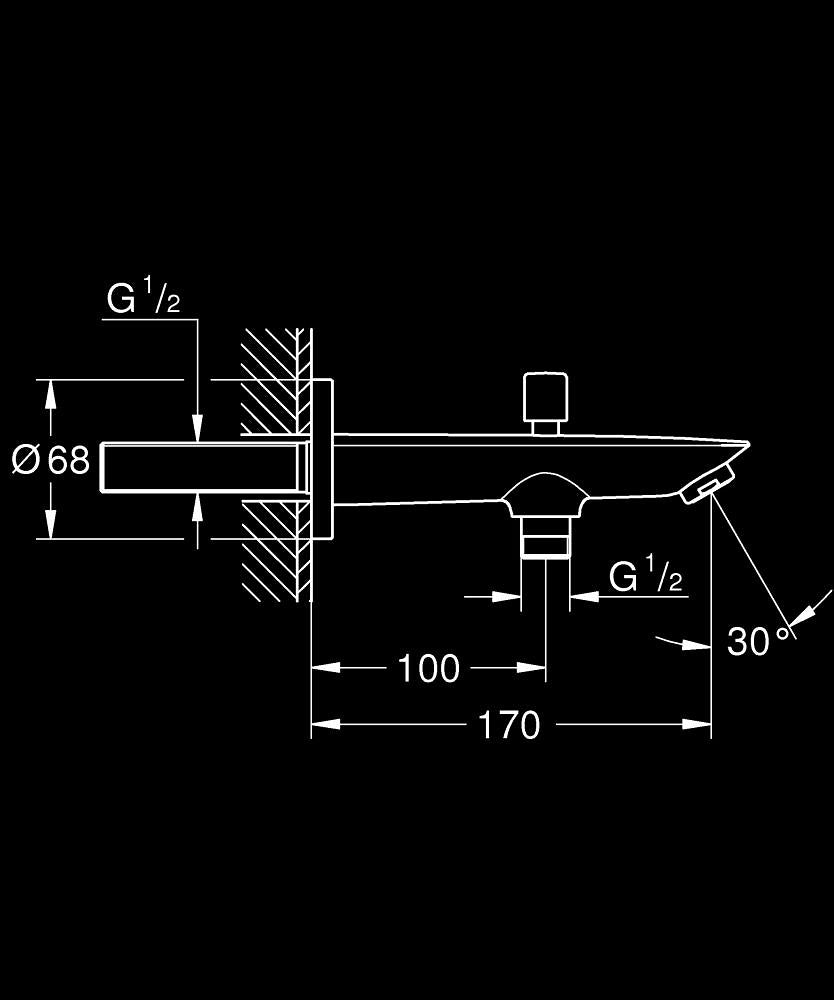 NEW BAUCOSMOPOLITAN BATH SPOUT WITH DIVERTER - GROHE-G2 -  ( CHROME - G2 - BAUCOSMOPOLITAN - 0x0 mm - 0inchX0inch )