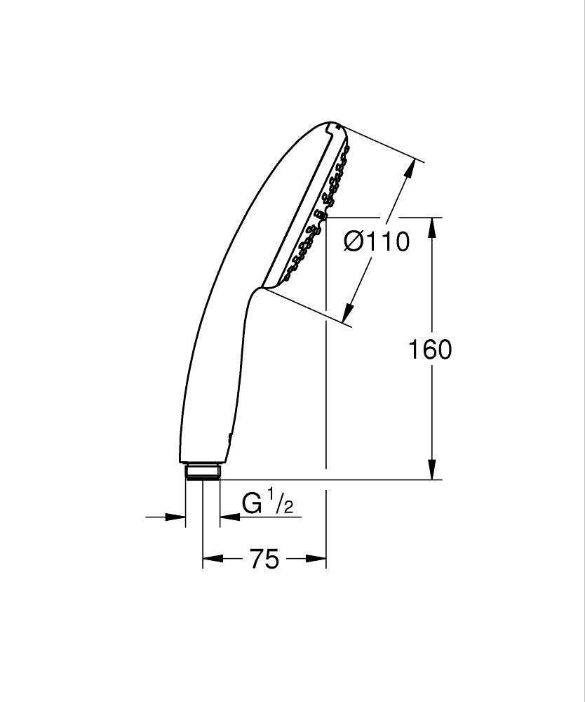 TEMPESTA 110 HAND SHOWER 1-SPRAY - GROHE -  ( CHROME - G3 - TEMPESTA - 0x15 mm - 0inchX0.6inch )