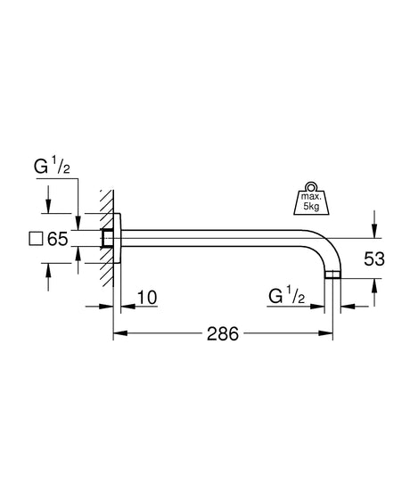 RAINSHOWER SHOWER ARM 275MM - GROHE -  ( CHROME - G5 - RAINSHOWER - 0x15 mm - 0inchX0.6inch )