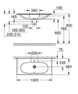 ESSENCE VANITY BASIN WALL-HUNG 100CM - GROHE -  ( WHITE - G4 - ESSENCE - 0x15 mm - 0inchX0.6inch )