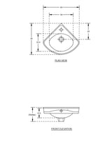 WASH BASIN CORNER - HINDWARE -  ( STAR WHITE - CORNER - 450x400 mm - 18inchX16inch )