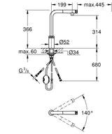 MINTA SMARTCONTROL 1-HANDLE SINK MIXER, L-SPOUT, PULL-OUT - GROHE -  ( CHROME - G5 - SMARTCONTROL KITCHEN - 0x15 mm - 0inchX0.6inch )