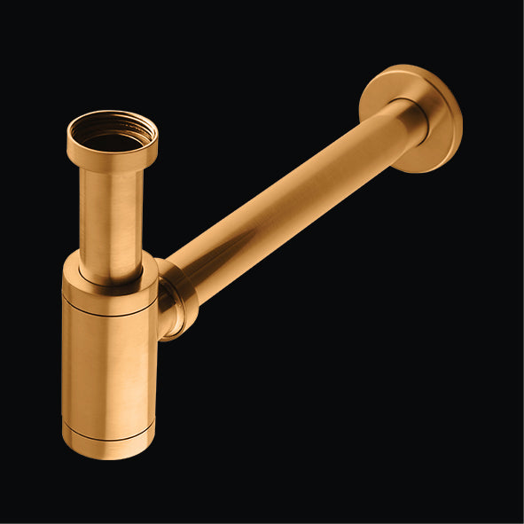 BOTTLE TRAP WITH 10 & 7.5 INCH PIPE - AQUANT -  ( BRUSHED GOLD -  - 0x32 mm - 0inchX1.28inch )