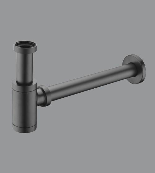 BOTTLE TRAP WITH 10 & 7.5 INCH PIPE - AQUANT -  ( MATT BLACK -  - 0x32 mm - 0inchX1.28inch )