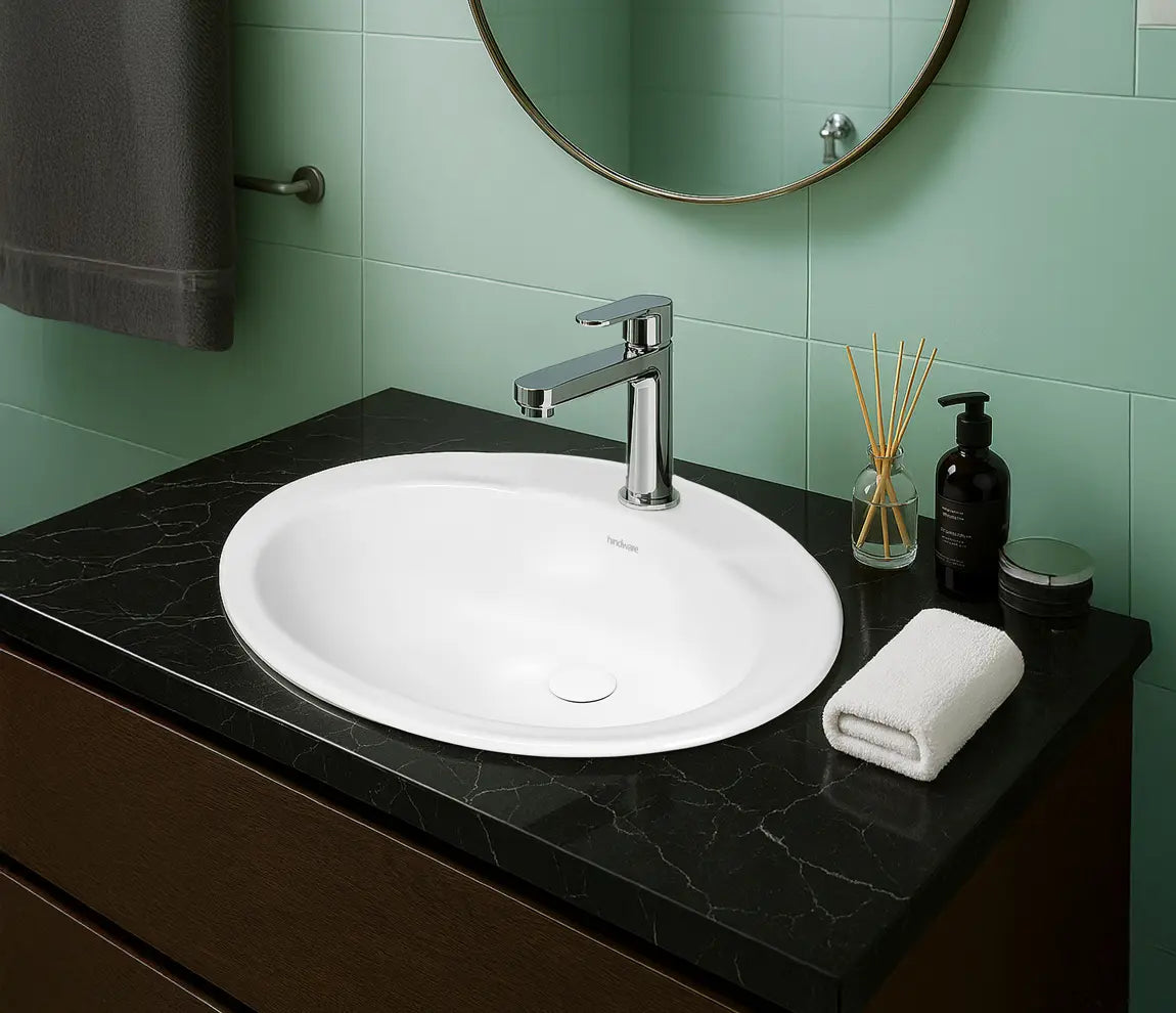 WASH BASIN OVAL RHAPSODY - HINDWARE -  ( STAR WHITE - OVAL RHAPSODY - 630x500 mm - 25inchX20inch )